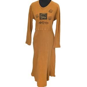 Vintage Boho Cottagecore Waffle-Knit Dress | Women's M | Cité